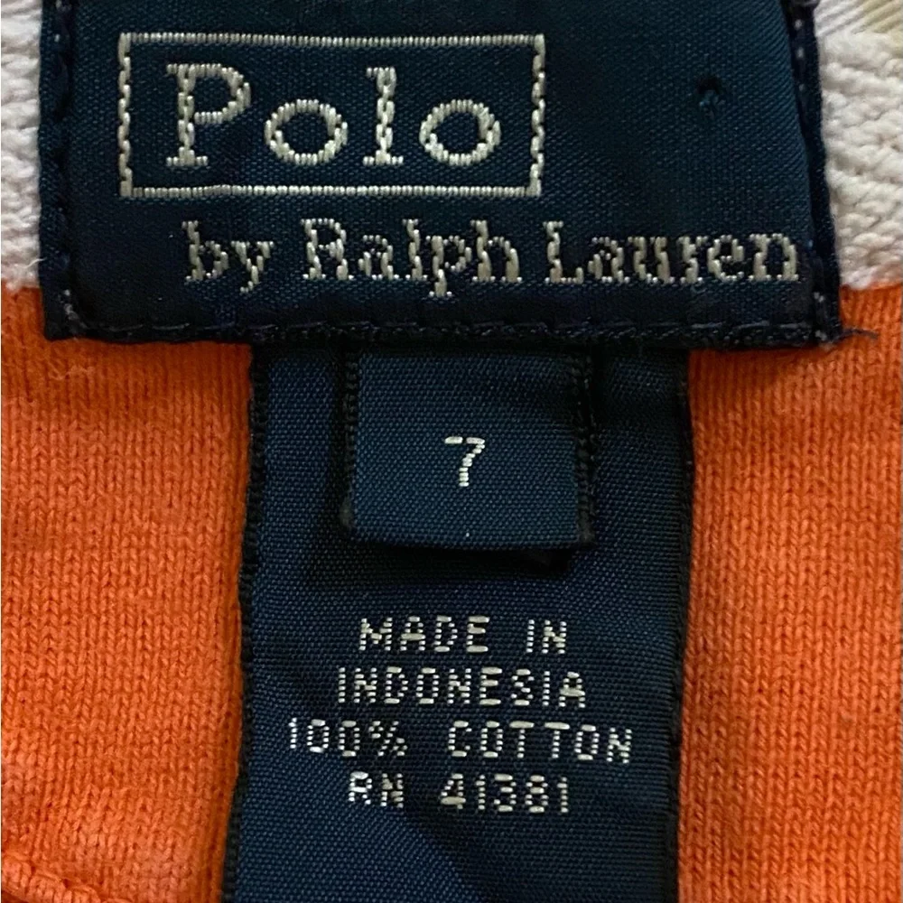 Polo Ralph Lauren Boys’ Sz‎ 7 Orange Cotton Jersey Rugby Shirt